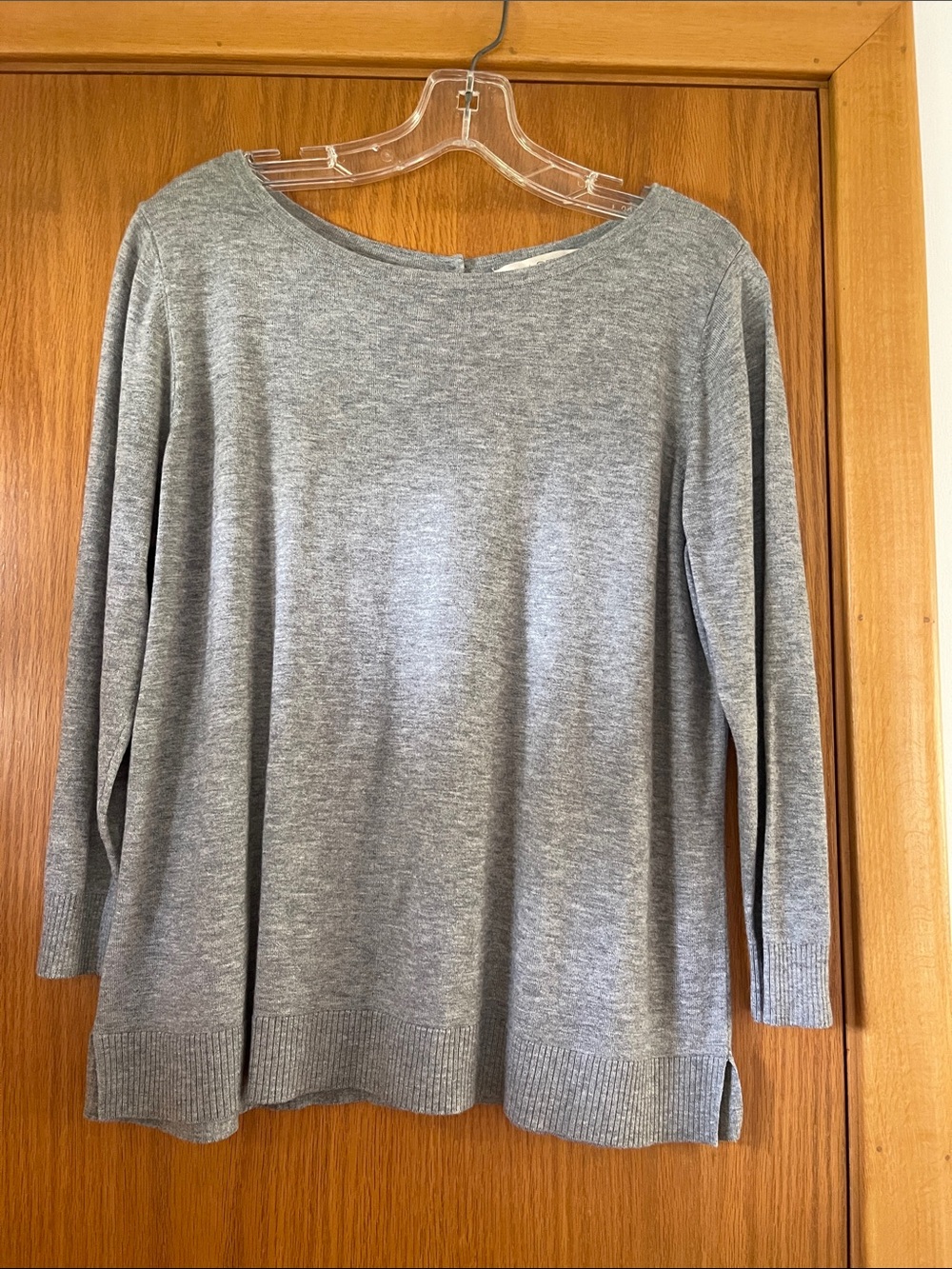 LOFT Gray Lightweight Boatneck Pullover